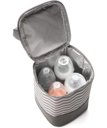 LCY Insulated Baby Bottle Cooler Bag - Grey & White Waves | Fits 4 Bottles | Hanging Strap Included - Buy Online on SooperMarket.com