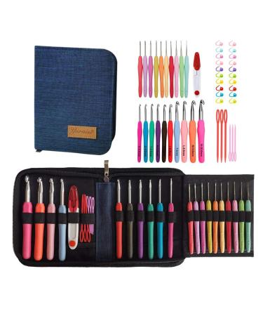 20 Sizes Crochet Hooks Complete Set,0.5mm-10mm Ergonomic Crochet Hooks with Case for Arthritic Hands