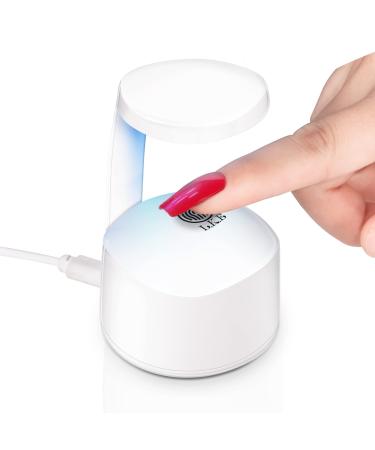 Mini UV Light for Gel Nails  LKE Curing Lamps Gel Nail Polish UV Light Fast Curing UV LED Nail Lamp Nail Dryer Portable USB Cute Single Finger Nail UV Light for Travel and Home DIY White