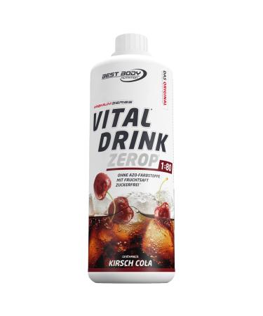 Best Body Nutrition Vital Drink Zerop - Kirsch -Cola original beverage concentrate - Sirup - Sugar -free 1:80 results in 80 liters of finished drink 1000 ml cherry -cola 1 l (1 Pack)