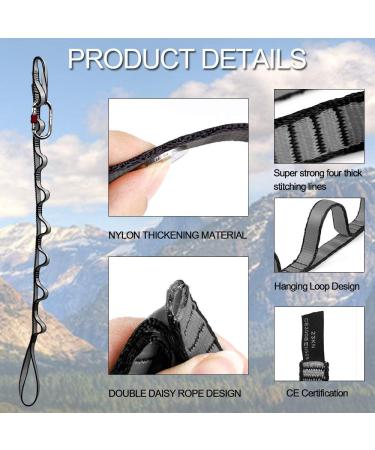 DASKING 2 Pack Adjustable Daisy Chains - 23 KN Strong Climbing Harness Nylon Rope Multi Loop Yoga Strap in Gray | International Shipping Available - Buy Online on SooperMarket.com