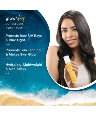 Glow+ Dewy Face Sunscreen SPF 50+ | Blue Light Protection | No White Cast | Brightening with Papaya & Vitamin C | 1.76 Oz 1 Pack - Buy Online on SooperMarket.com