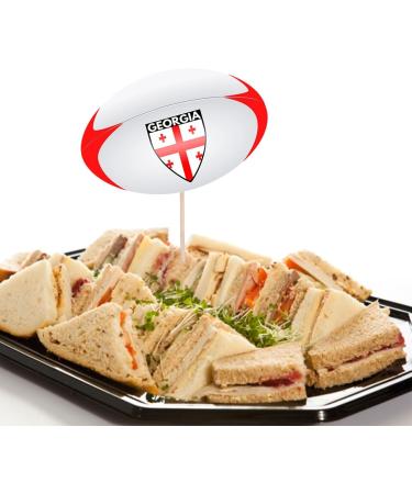 Georgia Flag Rugby Ball Food & Cupcake Picks Toppers Party Decorations (14 Pack) - Buy Online on SooperMarket.com