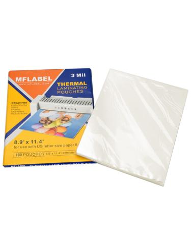 MFLABEL Thermal Laminating Pouches 8.9 x 11.4-Inches 3 mil Thick 100-Pack 100 Pack 3 Mil