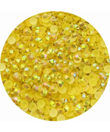 1500pcs 5mm Resin Rhinestone AB Color Round Flatback Jelly Resin Rhinestones Glitter Diamond Stone for DIY Crafts Face Makeup Cups Bottles Tumblers (5mm  14 Jelly Yellow AB) 14 Jelly Yellow AB 5mm