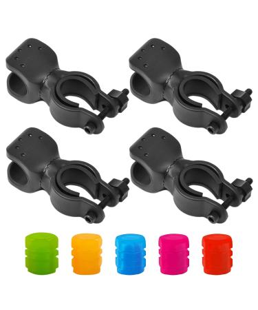 4 Pcs of Bicycle Clips with 5 Pcs Luminous Valve Covers Bicycle Light Holder Fixed Frame Walking Stick Holder Wheelchair Accessories
