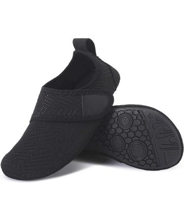 L-RUN Toddler Water Shoes | Barefoot Aqua Socks for Beach Pool Surfing | Kids Swim Shoes 9.5-10 Toddler | Strip Black - Buy Online on SooperMarket.com