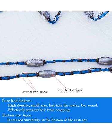 Drasry 6FT Saltwater Fishing Cast Net for Bait Trap - Monofilament Lines, 3/8 Inch Mesh - Buy Online on SooperMarket.com