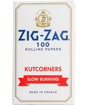 Zig-Zag - Slow Burning Rolling Papers Carton of 25 packs 100 Leafs per Pack Size Single Wide (Regular) (2 Sizes) Available Kut Corners Easy Rolling 100% Natural Gum Arabic No Bleach Authentic (White) - Buy Online on SooperMarket.com