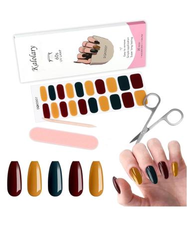 Kalolary Gel Nail Polish Strips Nail Gel Art Sticker Waterproof Full Nail Wraps Decal Sets with Scissors Nail File and Stick for Women Girls Nail Art Decor (UV/LED Lamp Required)-7