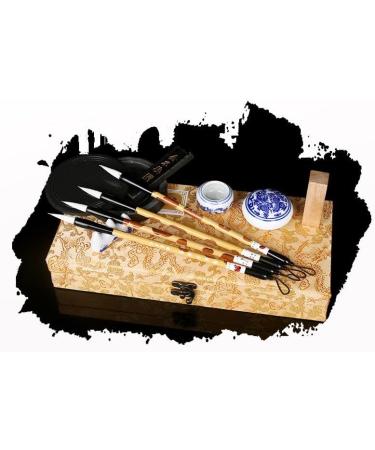 Buart Chinese Calligraphy 10 Pcs Gift Set - Yellow Sumi Water Writing Brushes for Beginners - Ideal for Chinese, Korean, Japanese Calligraphy - Buy Online on SooperMarket.com