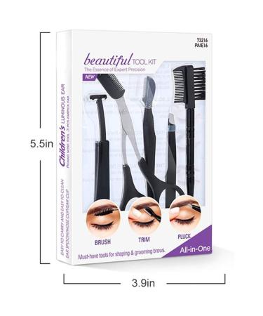 5PC Eyebrow Care Set - Professional Tweezers Curved Scissors & Shaving Brushes for Everyday & Travel Use - Durable Stainless Steel - Buy Online on SooperMarket.com