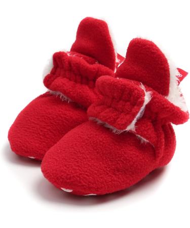 TMEOG Baby Booties Slippers | Infant Boots for Boys Girls | Winter Sock Crib Shoes 0-18 Months | 0-6 Months | Red - Buy Online on SooperMarket.com