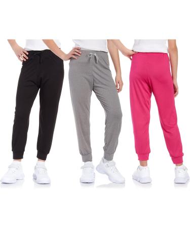 Sweet Hearts Girls' Sweatpants (3 Pack) - Super Soft Athletic Joggers - Black/Grey/Fuchsia - Size 10-12 - Buy Online on SooperMarket.com