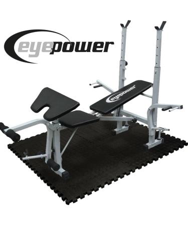 Buy EYEPOWER 4-Pack 1cm Floor Protection Mats - 63x63 Fitness Mat 1.6qm - Durable Edge-Protective Mats for Home Gym - Buy Online on SooperMarket.com