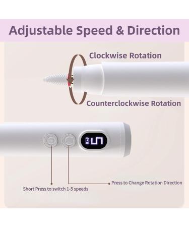 Electric Nail Files Portable Rechargeable Cordless Nail Drill for Acrylic Gel Nails 12 Drill Bits Professional Electric Manicure Pedicure Kit for Grinding Polishing Trimming Home Salon Use Pink - Buy Online on SooperMarket.com