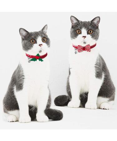2-Pack Plaid Pattern Breakaway Cat Collar Set with Bell and Bowtie - Adjustable for Cats and Kittens (Neck 8-12) - Holly and Bowtie Design - Buy Online on SooperMarket.com