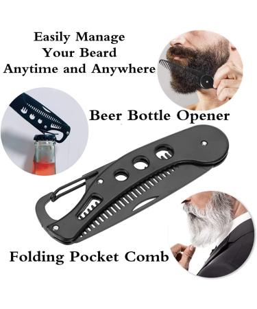 Stainless Steel Folding Beard Comb for Men - Anti-Static Pocket Comb for Beard and Mustache Styling - Buy Online on SooperMarket.com