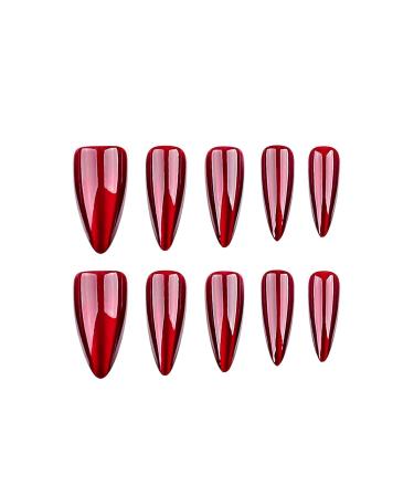 30 Pcs Halloween Press on Nails - Red Long Stiletto Fake Nails with Cat's Eye Design | Stick on Almond Style for Women | Perfect Holiday Nail Art - Buy Online on SooperMarket.com