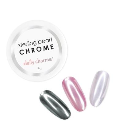 Daily Charme Sterling Pearl Nail Chrome Powder (Pearl) 1g Metallic Nail Powder Translucent Pearlescent Pigment Mirror Metallic Effect Home DIY/Nail Salon Manicure