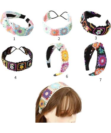JSGHGDF Floral Knitted Headband for Women Stretch Turban Floral Crocheted Granny-square Ethnic Tie Head Wrap Headband Sun flower headband - Buy Online on SooperMarket.com
