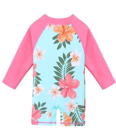 HUAANIUE Baby Girls Short Sleeve One Piece Swimsuit | UPF 50+ Sun Protection | Cyanflower Swimwear | 2-3 Years - Buy Online on SooperMarket.com
