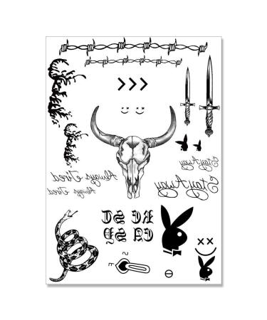 Post Malone Face Temporary Tattoos Set for Halloween Costume Accessories and Parties, Skin Safe 1 sheet