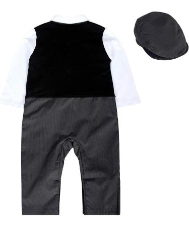 AmzBarley Baby Boys Gentlemans Outfit Suit | Tuxedo Rompers | Black 103 | 12-18 Months - Buy Online on SooperMarket.com