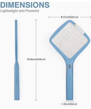 Mafiti Electric Fly Swatter - Rechargeable Bug Zapper Racket in Blue | Indoor Outdoor Fly Killer & Mosquito Zapper for Camping - Buy Online on SooperMarket.com
