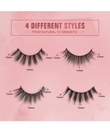 Parriparri 20 Pairs Natural Look Wispy Eye Lashes - 4 Styles, Soft Faux Mink Volume Lashes, Easy to Apply - Fluffy 3D Mink Lashes - Buy Online on SooperMarket.com