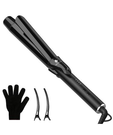 MiroPure Curling Iron 1 1/4 Inch Hair Curling Iron with Extra Long Tourmaline Ceramic Barrel Curling Iron with Ionic Technology Professional Curling Wand Dual Voltage Glove Included