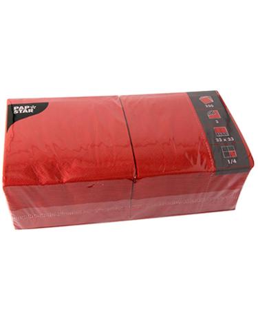 Papstar 12483 250 napkins 3-ply 1/4 fold 33 x 33 cm red Single