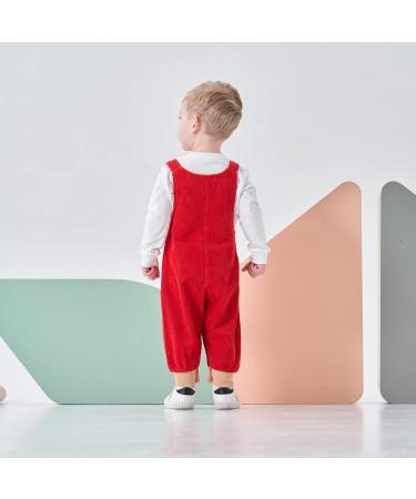 Volunboy Unisex Baby Cotton Dungarees 6-9 Months Red - Adjustable Corduroy Striped Overalls - Buy Online on SooperMarket.com