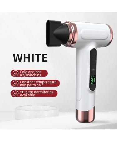 Cordless Hair Dryer 200W Fast Hair Drying Hot Cold Hair Dryer with USB Rechargeable Portable Blow Dryer for Dormitory Students Travel (US Plug) US Plug White - Buy Online on SooperMarket.com