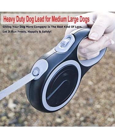 Etechydra Dog Retractable Leash 5m/16ft Gray - Heavy Duty Nylon Tape Leash with Anti-Bite Steel Chain for Medium Large Dogs - Buy Online on SooperMarket.com