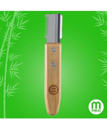 Mikki Bamboo Stripping Knife for Dog Grooming - Anti-Rust Blades - Easy Hold Handle - Fine Tooth for Silky Coated Dogs - Buy Online on SooperMarket.com