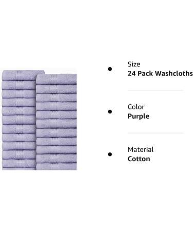 Belizzi Home Ultra Soft Cotton Washcloths - 24 Pack Purple Face Cloths 12x12 inch - Everyday Use Towels, Compact & Lightweight - Multi Purpose - Buy Online on SooperMarket.com