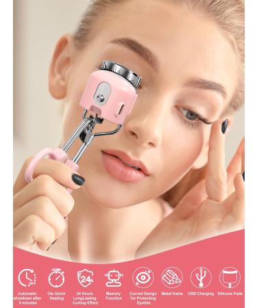 Kalolary Heated Eyelash Curlers Heated Lash Curlers with Eyelash Applicator Tool Lash Comb & Eyeliner Brushes 3 Heating Modes Electric Lash Curlers for Quick Natural Curling &Long Lasting (Pink) - Buy Online on SooperMarket.com
