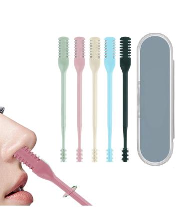 5Pcs Double Sided Nose Hair Knife Nose Hair Trimmer Nasal Hair Cutter 360 Degree Rotating Washable Portable Nasal Hair Cutter Nostril Hair Trimmer Nose and Ear Trimmer for for Men and Women