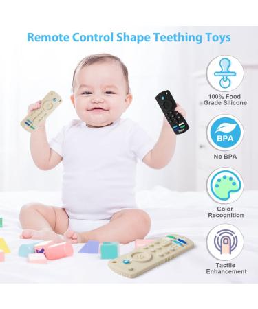 Hotut Baby Remote Control Bite Ring - 2 Pack BPA-Free Silicone Dental Aid with Pacifier Chains - Safe Baby Toys for 3 Months+ - Buy Online on SooperMarket.com