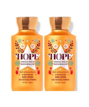Bath & Body Works Winter Peach Marshmallow Super Smooth Body Lotion Sets Gift For Women 8 Oz -2 Pack (Winter Peach Marshmallow)
