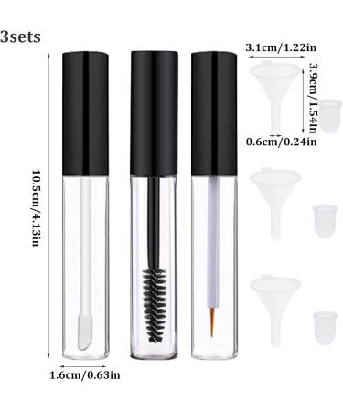 Empty Mascara Tube and Wand 3PCS 10ml Empty Lip Gloss Tubes Transparent Empty Eyeliner Tube with Rubber Inserts and Funnels for DIY Castor Oil - Buy Online on SooperMarket.com