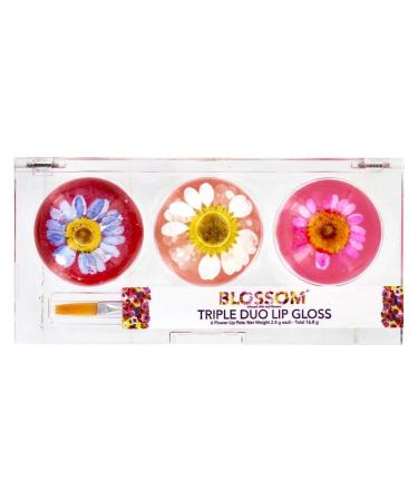 Blossom Triple Duo Lip Gloss - Sweet Kiss Collection | 6 Flower Lip Pots (2.8g each) - Buy Online on SooperMarket.com