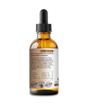 Bella Terra Oils Coconut Oil Fractionated 4oz - 100% Pure Organic Liquid Carrier Oil for Essential Oils - Natural Moisturizer for Hair, Skin, Nails, Stretch Marks - Buy Online on SooperMarket.com
