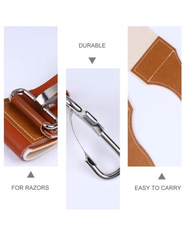 Minkissy Double Layer Sharpening Strop Belt - Leather Canvas Razor Knife Sharpener for Barber Shop and Home | Hanging Buckle Polishing Strap - Buy Online on SooperMarket.com