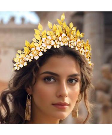 Zoestar Leaf Bride Wedding Crowns and Tiaras Gold Flower Crown Headband Princess Goddess Headpiece Bridal Headwear for Women - Buy Online on SooperMarket.com
