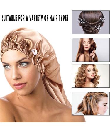 Buy Ladaypoa Long Satin Hair Hood | 2-Piece Silky Sleeping Hat Set for Women - Extra Large Satin Cap in Black & Khaki | International Shipping Available - Buy Online on SooperMarket.com