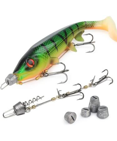 3-Piece Stinger Hook Set with Leader System | Sizes S M L for Bait 10-18cm | 5 Interchangeable Weights | Jigkopf Drilling for Rubber Fish | Shallow Rig & Hecht K der - Buy Online on SooperMarket.com