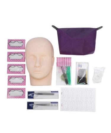 iFCOW Eyelash Practice Kit Professional One Training Head Model False Eyelashes Extension Practice Kit Tool For Starter