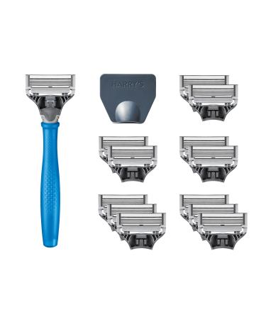 Harry's Razors for Men - Men's Razor Set with Indigo Blue Handle 13 Razor Blade Refills Travel Blade Cover Indigo Blue 13